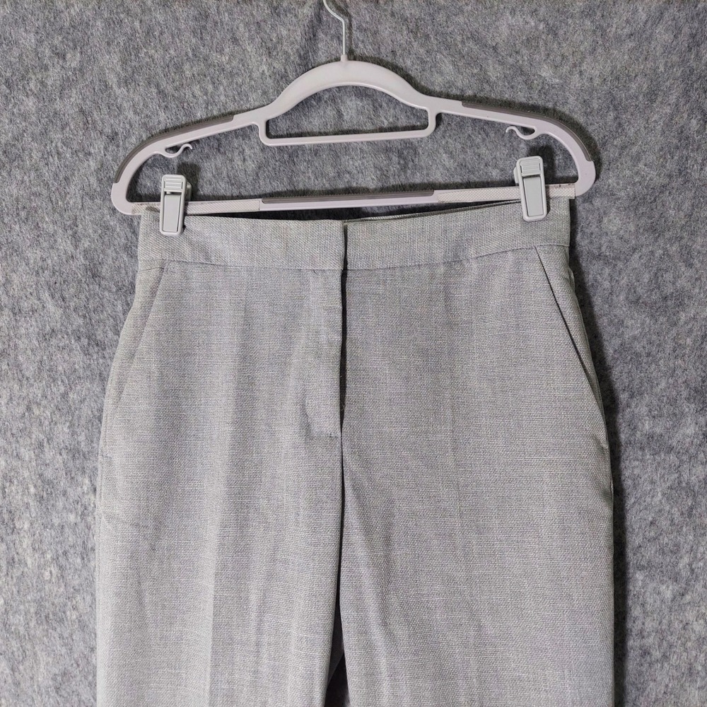 NWOT Zara Women Dress Pants 4 Gray Crop Straight Leg Trouser Woven Flat Front - Picture 2 of 11